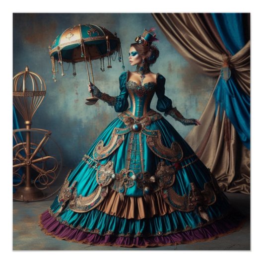 Steampunk Victoriaans Lady Circus Performer Perfect Poster (Voorkant)