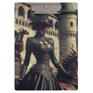 Steampunk Victoriaans Lady Dragon Rider Klembord