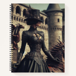 Steampunk Victoriaans Lady Dragon Rider Notitieboek