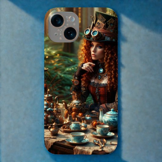 Steampunk  Victoriaans Lady Mad Hatter Case-Mate iPhone Case