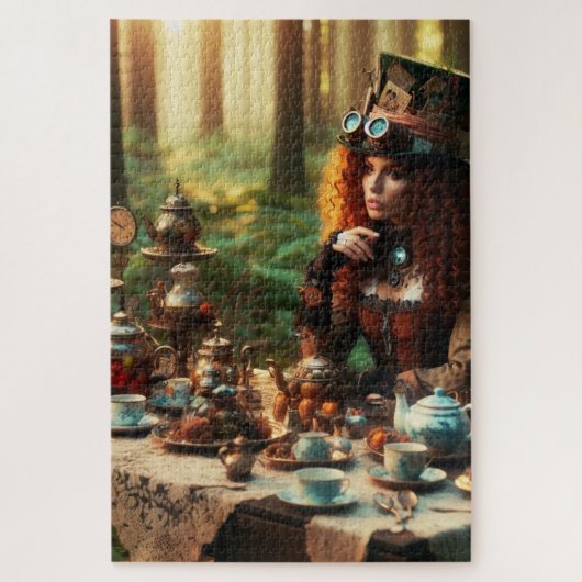 Steampunk Victoriaans Lady Mad Hatter Legpuzzel (Verticaal)