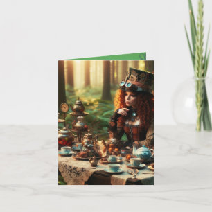 Steampunk  Victoriaans Lady Mad Hatter Notitiekaartje