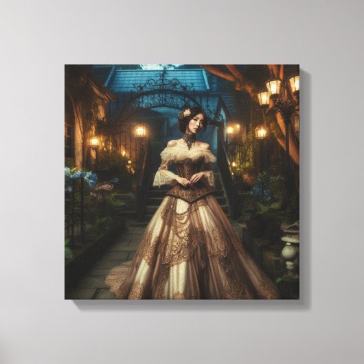 Steampunk  Victoriaans Moonlight Lady Canvas Afdruk (Voorkant)