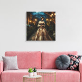 Steampunk  Victoriaans Moonlight Lady Canvas Afdruk (Insitu (Woonkamer))