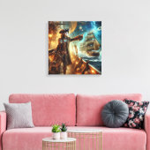Steampunk Victoriaans Oceaan Space Pirate Canvas Afdruk (Insitu (Woonkamer))
