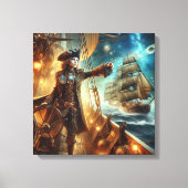 Steampunk Victoriaans Oceaan Space Pirate Canvas Afdruk (Voorkant)