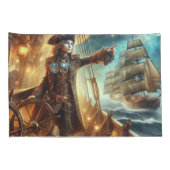 Steampunk  Victoriaans Oceaan Space Pirate Kussensloop (Achterkant-Rechts)