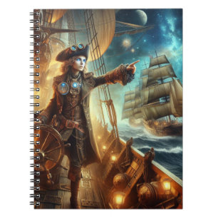 Steampunk Victoriaans Oceaan Space Pirate Notitieboek