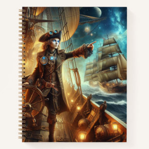 Steampunk Victoriaans Oceaan Space Pirate Notitieboek