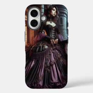 Steampunk Victoriaans Paarse Dame iPhone 16 Hoesje