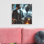 Steampunk  Victoriaans Space Air Captain Canvas Afdruk (Insitu (Woonkamer))