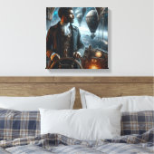 Steampunk  Victoriaans Space Air Captain Canvas Afdruk (Insitu (Slaapkamer))