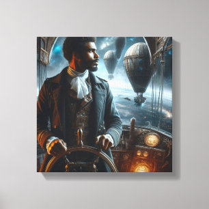 Steampunk Victoriaans Space Air Captain Canvas Afdruk