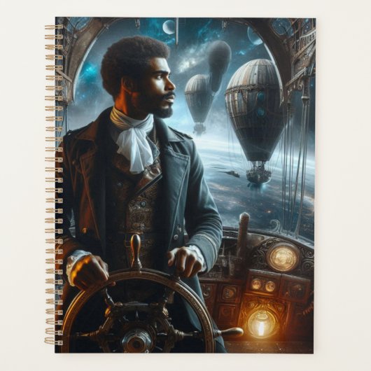 Steampunk Victoriaans Space Air Captain Planner (Voorkant)