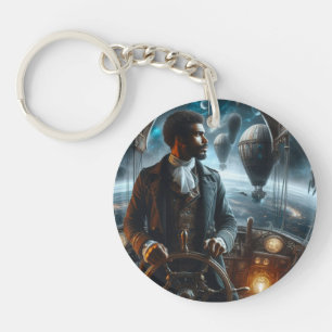 Steampunk Victoriaans Space Air Captain Sleutelhanger