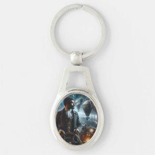 Steampunk Victoriaans Space Air Captain Sleutelhanger
