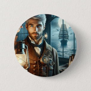 Steampunk Victoriaans vuurtorenwachter Ronde Button 5,7 Cm