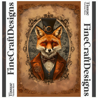 Steampunk Victoriaanse Elegante Vos A4L Decoupage Tissuepapier