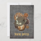 Steampunk Victorian Casquettes & Gears Invitation (Devant)