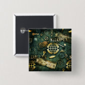Steampunk Vierkante Button 5,1 Cm (Voorkant /achterkant)