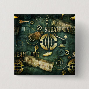 Steampunk Vierkante Button 5,1 Cm