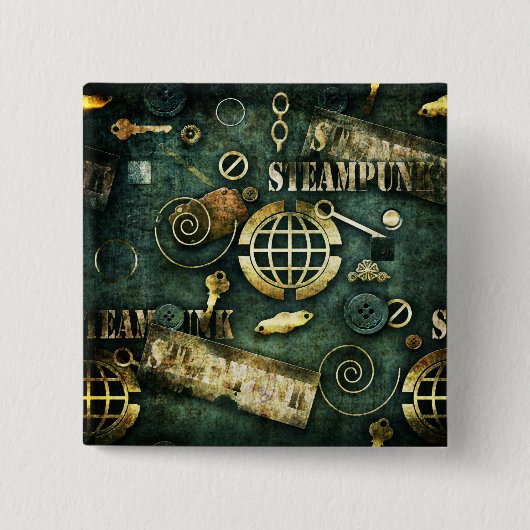 Steampunk Vierkante Button 5,1 Cm (Voorkant)