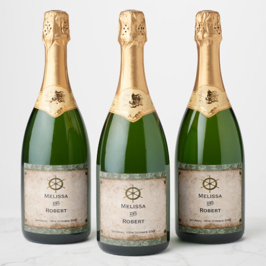 Steampunk Vineyard Vintage bruiloft Sparkling Wijnetiket (Flessen)