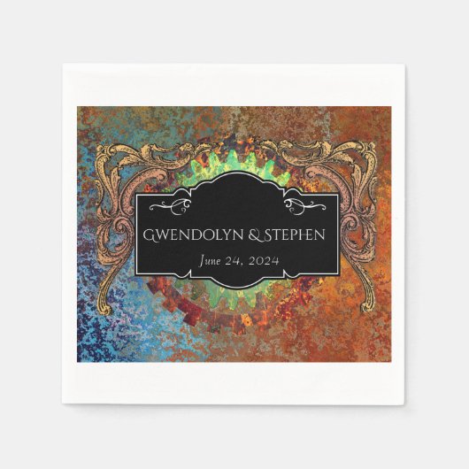 Steampunk Vintage bruiloft gepersonaliseerd Servet (Voorkant)