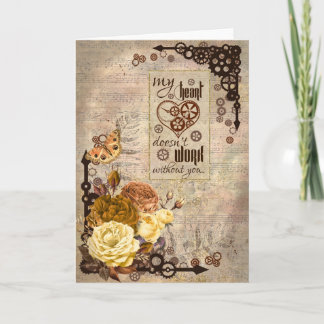 Steampunk Vintage Stijl Valentijnkaart - Blanco Kaart