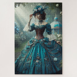 Steampunk Vintage Victoriaanse Tuin Dame Legpuzzel