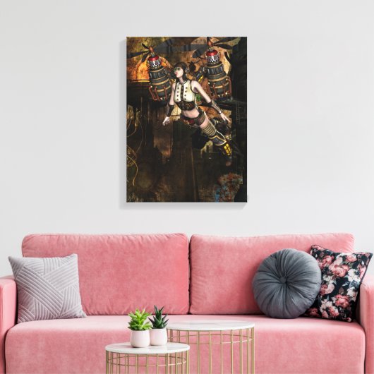 steampunk vliegend meisje verpakt canvas (Insitu (Woonkamer))
