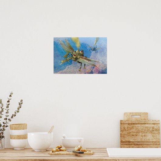 Steampunk-vliegmachines Poster (Keuken)