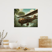 Steampunk Vliegtuig - Kunstdruk Poster (Keuken)
