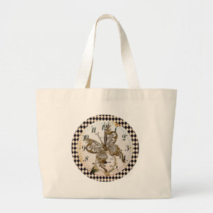 Steampunk-vlinderronde Grote Tote Bag