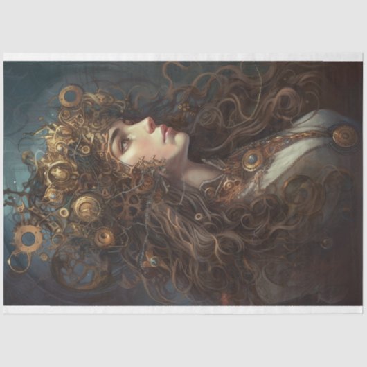 Steampunk Vrouw 3 Decoupage Papier (Voorkant)