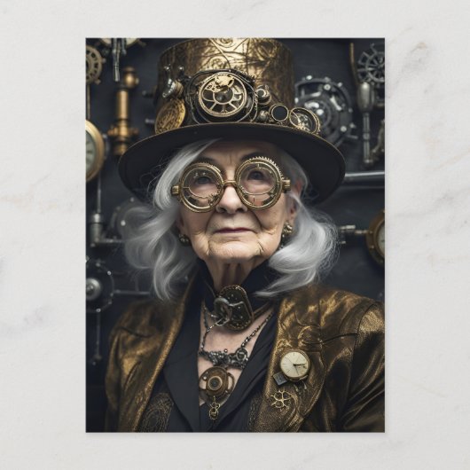 Steampunk Vrouw Briefkaart (Voorkant)
