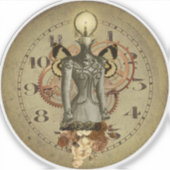 Steampunk Vrouw Bust Collage Medallion Sticker (Voorkant)