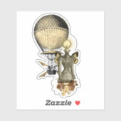 Steampunk Vrouw Bust en vliegmachine Sticker (Vel)