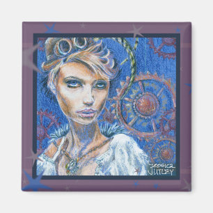Steampunk Vrouw Fantasy Victoriaans Portret Magneet