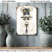 Steampunk Vrouw in Top Hat & Goggles Q2 Decoupage Tissuepapier