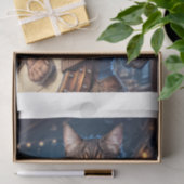 Steampunk vrouw kat spelen banjo - tissuepapier (Geschenk)