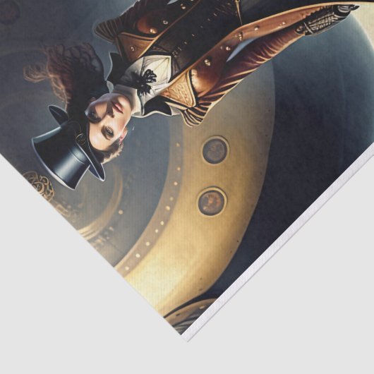 Steampunk Vrouw & Luchtschip Tissuepapier (Detail)