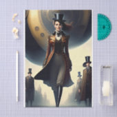 Steampunk Vrouw & Luchtschip Tissuepapier (Craft)