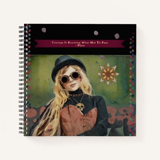 Steampunk vrouw Plato Quote Black Journal Notitieboek (Voorkant)