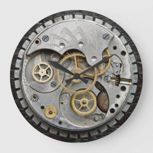 SteamPunk Wall Clock, Silver Clock, Acrylklok Grote Klok