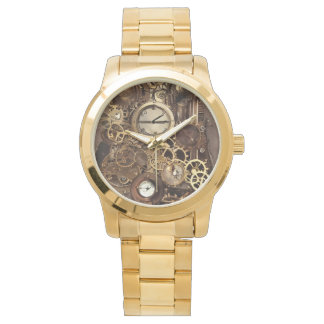 Steampunk Watch Gears Gold Mannen Art Watch Horloge