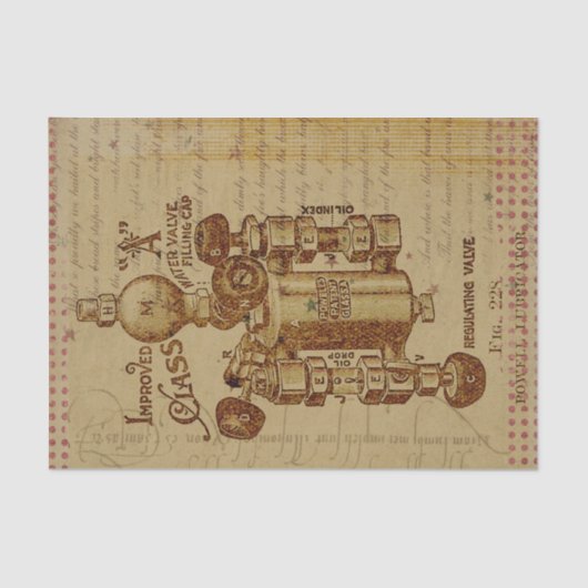 Steampunk  waterklep Sepia Tissuepapier (Voorkant)
