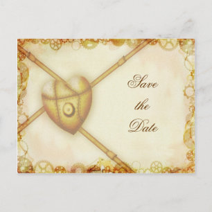 Steampunk Wedding, bewaar de datum briefkaart