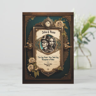 Steampunk Wedding Invitation (eigen foto's) Kaart