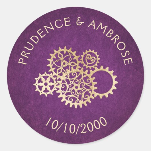 Steampunk Wedding Ronde Sticker (Voorkant)